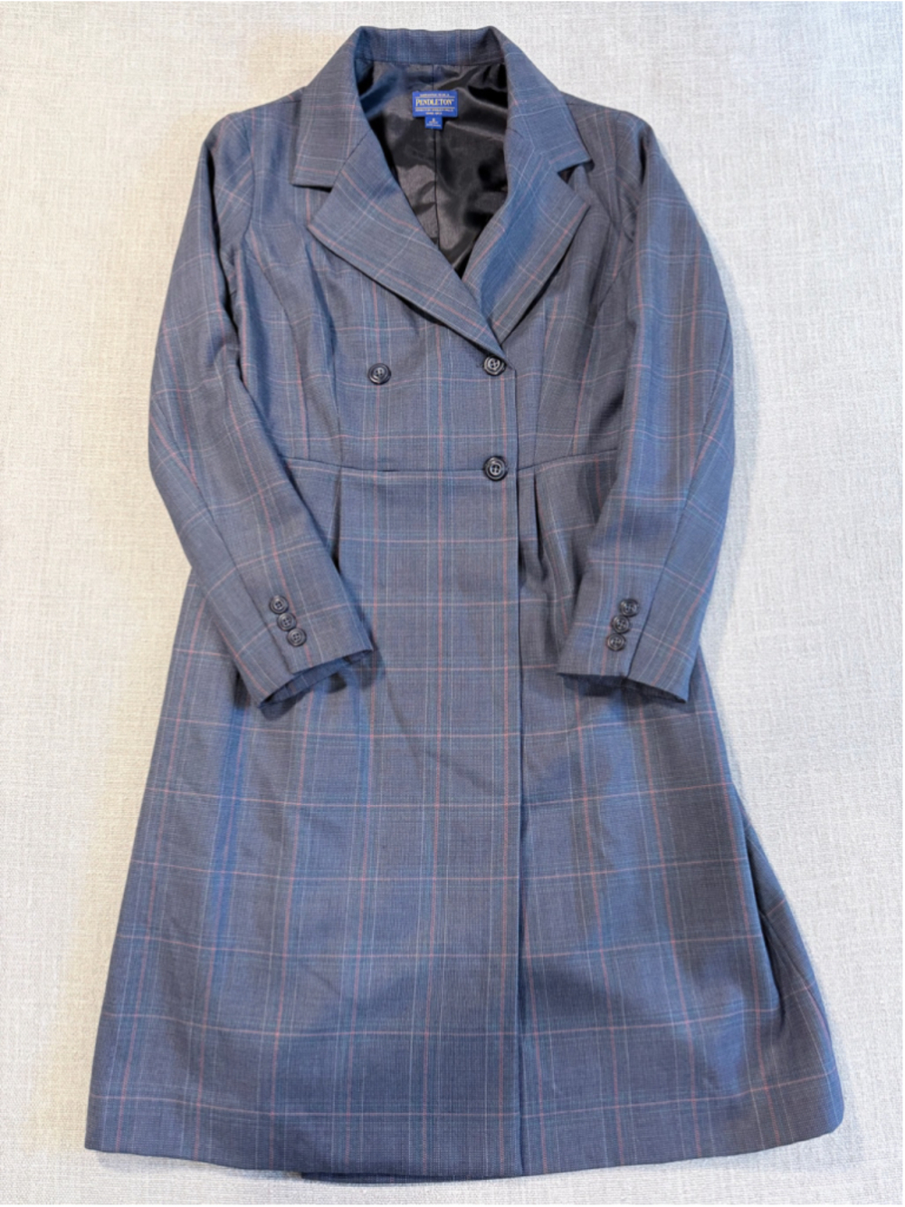 Pendleton Women’s Plaid Double-Breasted suit coat dress – Blue/Gray 6 petite